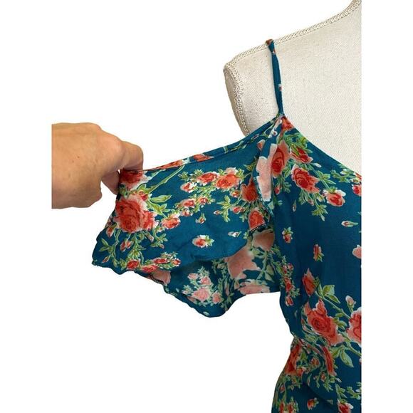 J. Gee blue floral maxi sundress, small, tropical, vacation, flowy, colorful - Picture 5 of 7